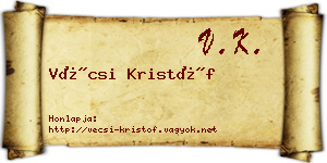 Vécsi Kristóf névjegykártya